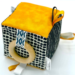 5" Black and Yellow Sensory Fabric Block