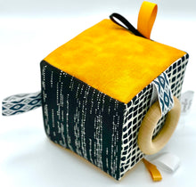 Load image into Gallery viewer, 5&quot; Black and Yellow Sensory Fabric Block
